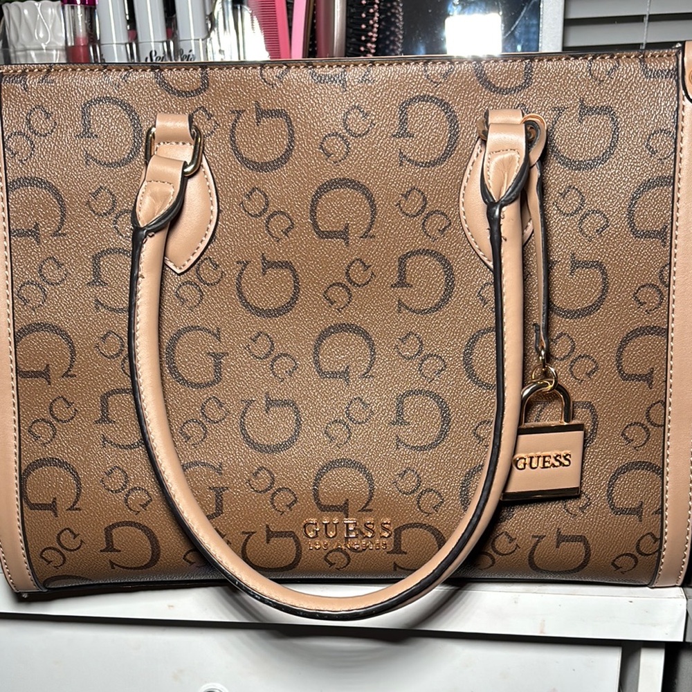 Guess Brown Logo Tote Bag